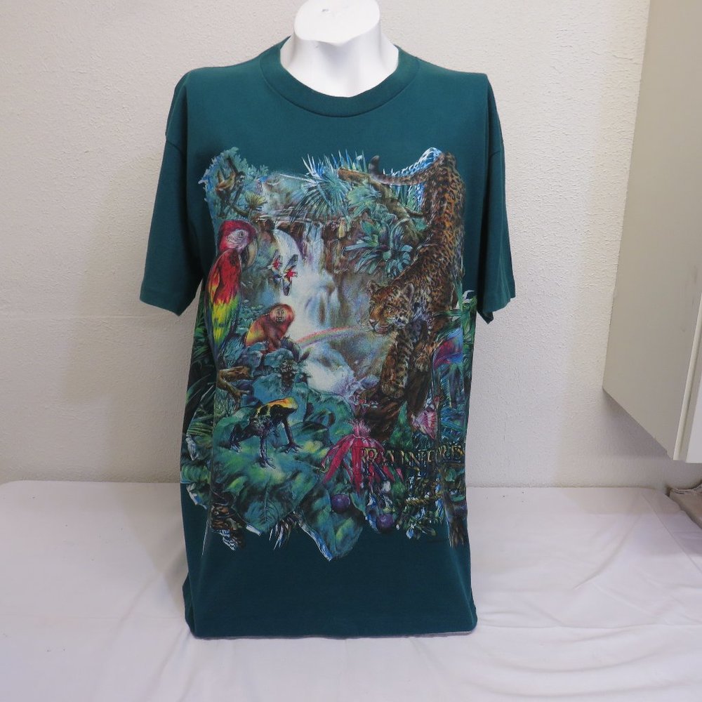 VTG Wrap Around Rainforest Print Habitat XCIV Single Stitch Size L.
